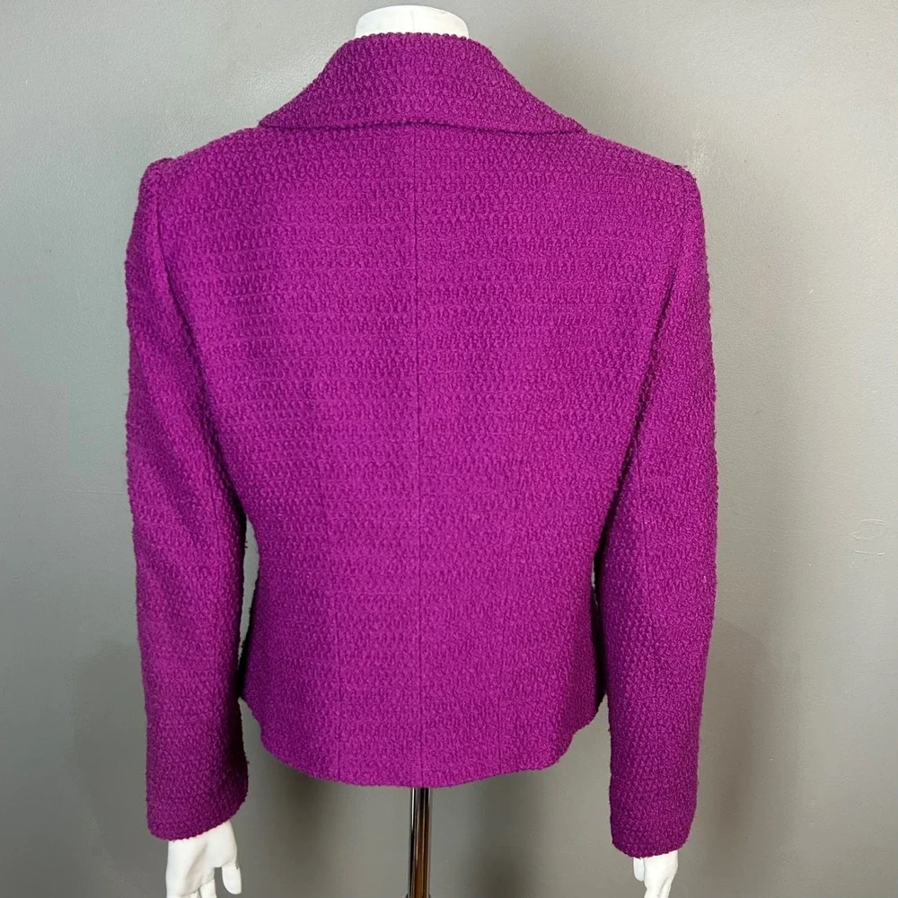 Lafayette 148 New York Boucle Blazer Size 6 Purple Tweed Colorful Winter wool‎